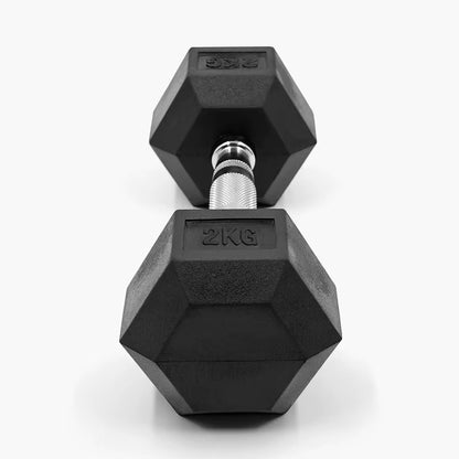 Single Hex Dumbbell with chrome handle close up